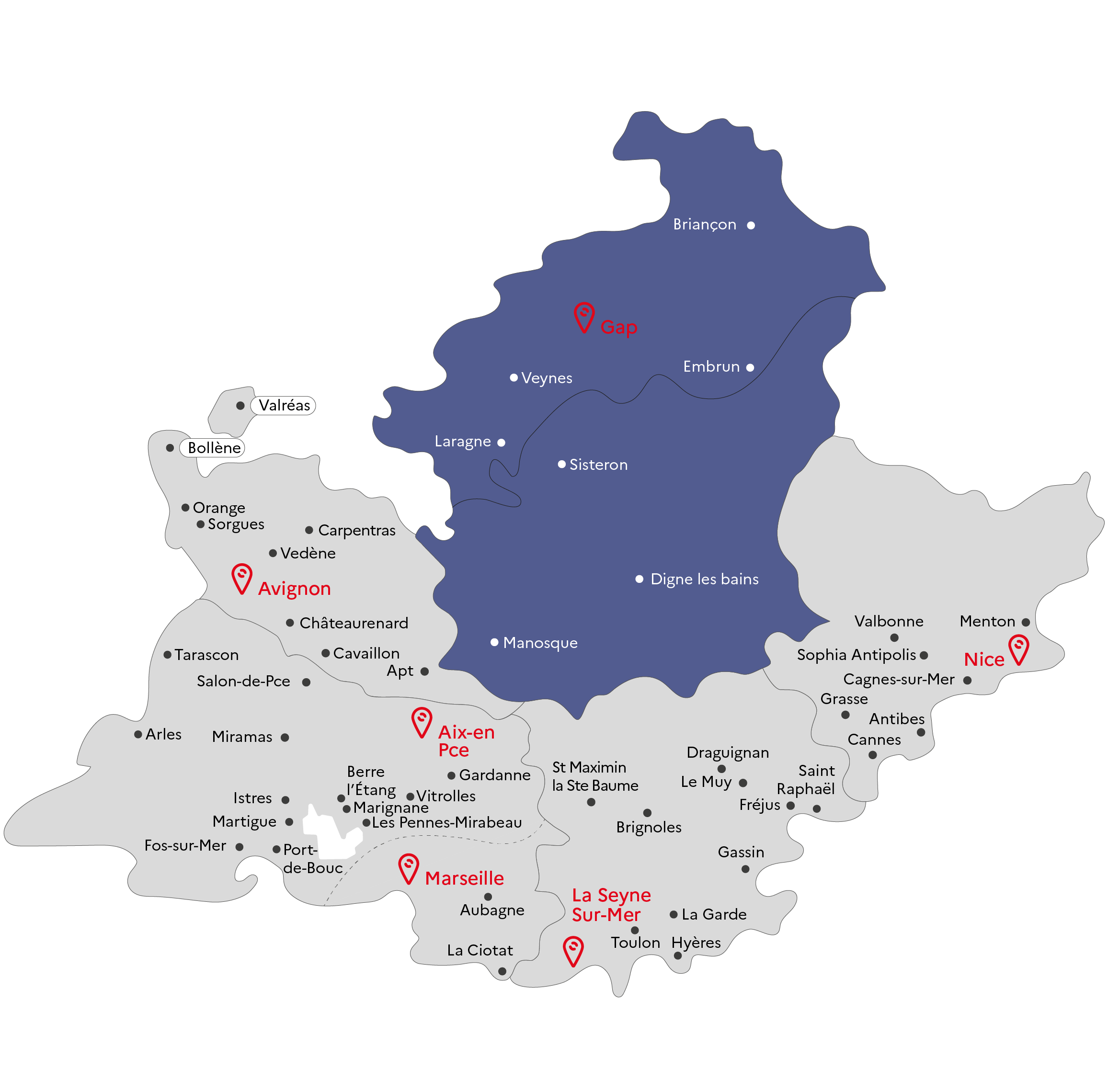 Carte GRETA-CFA Alpes Provence